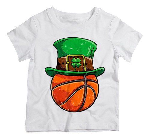 Camiseta Infantil Patricks Day Basquete Chapeu