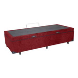 Cama Box Baú Solteiro Blindado Suede Vermelho