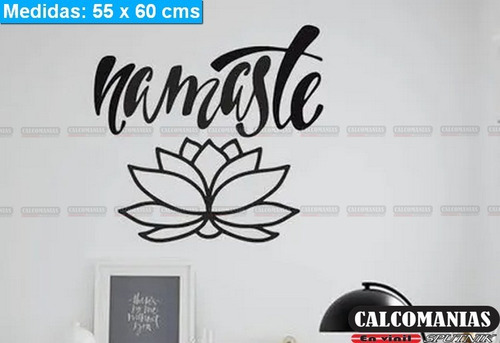 Vinil Decorativo Pared Flor Namaste Hola Yoga 60x50