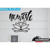 Vinil Decorativo Pared Flor Namaste Hola Yoga 60x50