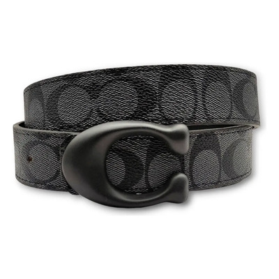 Cinturón Coach Unisex Sculpted C Imp N Color Negro Diseño De La Tela Hebilla Negra Talla L (125cm) | Meses sin interés
