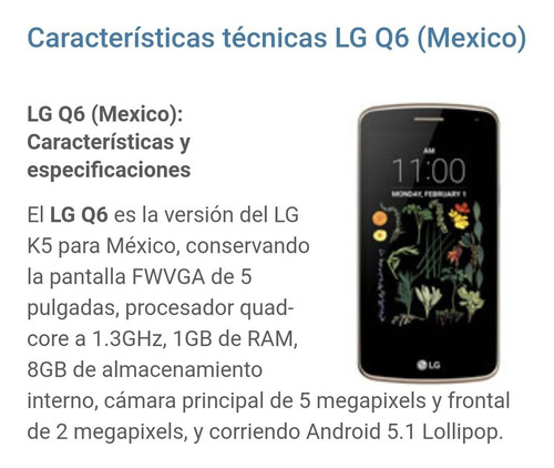 Celular LG Q6