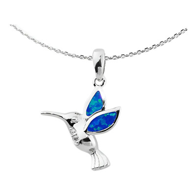 Dije Colibri Plata 925 Ópalo Azul Mujer Dama Vicari Joyas | Meses sin interés