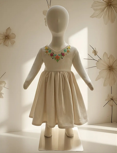 Vestido Niña Manta Bordado Mexicano / Mod. Luna Infantil
