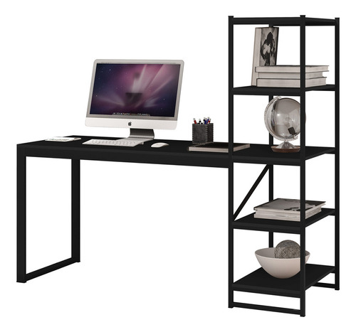 Mesa Escrivaninha Fit 4 Prateleiras Preto - Art Panta