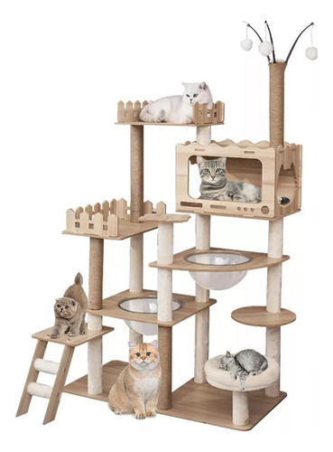 Rascador Grande Torre Árbol Para Gato Varios Niveles 176cm