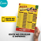 Menu Cardápio Para Pizzaria Edite E Imprima Fácil - Mod: 013