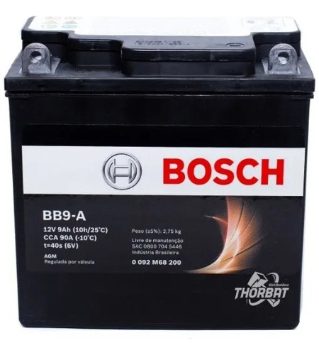 Bateria Suzuki Intruder 250 12v 9ah Bosch Bb9-a (yb7-a)