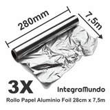 Pack 3 Rollo Papel Aluminio Foil 28cm X 7,5m