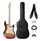 Kit Guitarra Stratocaster Strinberg Cherry Sunburst Completo