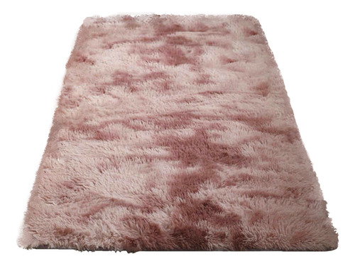 Alfombra Peluda Bajada De Cama X2 De 1,20 X 0,60 Rosa Osc