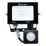 Reflector Led 10w Exterior Blanco Frio Sensor De Movimiento 