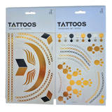 Tatuaje Metalizado Tattoos Temporales Dorado Plateado X2unid