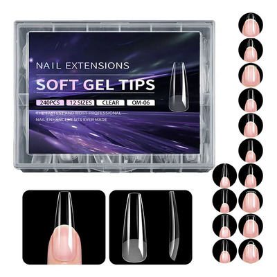 Unas Postizas Soft Gel Tip Tips Softgel Press On Nails Impress Decoradas Diferentes Modelos Y Tamaños Blanco Om-06 | Meses sin interés
