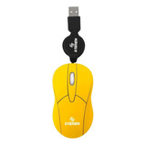 Mouse Usb Con Cable Retráctil Color Amarillo | Com-5253am Color Amarillo