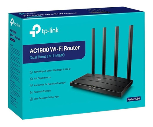 Roteador Tp-link Archer C80 Ac1900 10/100/1000mbps 4 Antenas