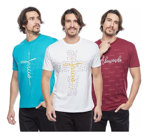 Camisetas Religiosas Gospel Plus Size Masculina 7 Peças