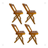 Conjunto Com 4 Cadeiras Dobraveis Em Madeira Maciça Para Bar