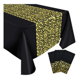 Mantel Dorado Negro Para Mesas Rectangulares De 6 Pies Y 8 P