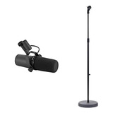 Kit Microfone Sm7b + Pedestal Studio Sm7b+stand4 Cor Preto