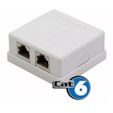 Roseta De Pared 2 Jack Rj45 Cat6 Blanca Adhesivo