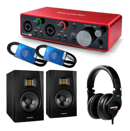 Placa Focusrite Scarlet2i2 + Monitores Adam + Auric Shure Cu