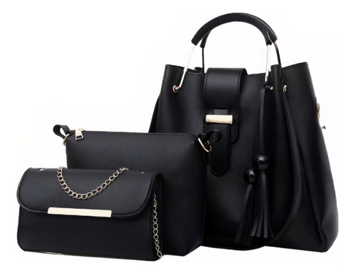 Conjunto De 3 Bolsos De Lujo Para Mujer, Gran Capacidad Color Negro