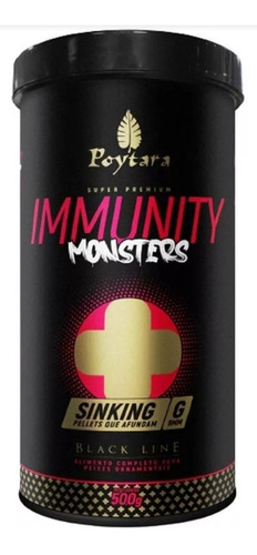 Ração Poytara Monsters Immunity Sinking 500g 9mm Para Peixes