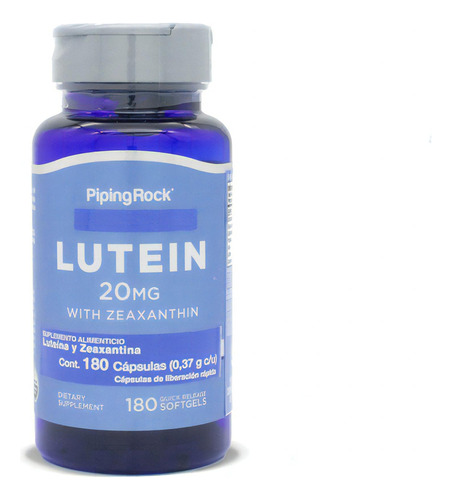 Luteína 20 Mg Piping Rock 180 Cápsulas Sabor Sin Sabor