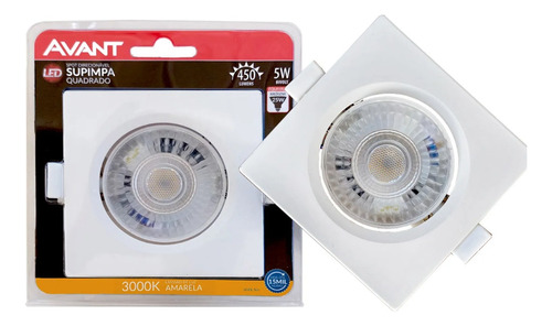 Spot Led 5w Avant Quadrado Branco Quente Direcionavel