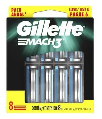 Carga Gillette Mach3 Com 8 Unidades