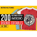 200 Vectores Americanos Premium Serigrafia Ploter