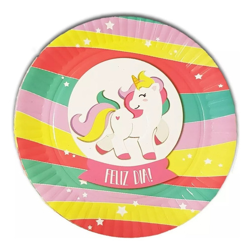 Platos Para Cumpleaños X 10u - Unicornio