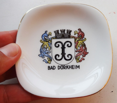 Plato Bad Durkheim Ciudad Alemania Antiguo Escudo Porcelana