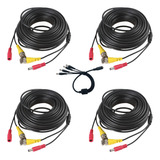 Pack 4 Cables 18m Bnc Video Alim + Splitter 1x4 Pulpo Cctv