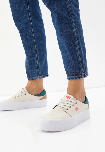 Tenis De Plataforma Dc Shoes Color Beige Para Dama 22 Al 25.