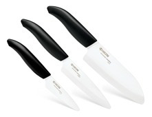 Cuchillos De Ceramica Kyocera X 3 Santoku Utilitario Y Pelar