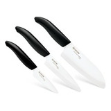 Cuchillos De Ceramica Kyocera X 3 Santoku Utilitario Y Pelar