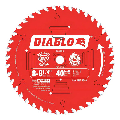 Disco Sombra Circular Madera 8-1/4 40 Dientes Diablo D0840x Rojo