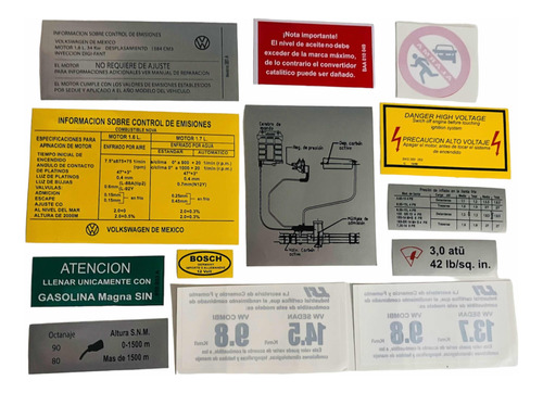 Kit Stickers Vocho Sedan Combi Volkswagen 75-03  T/original