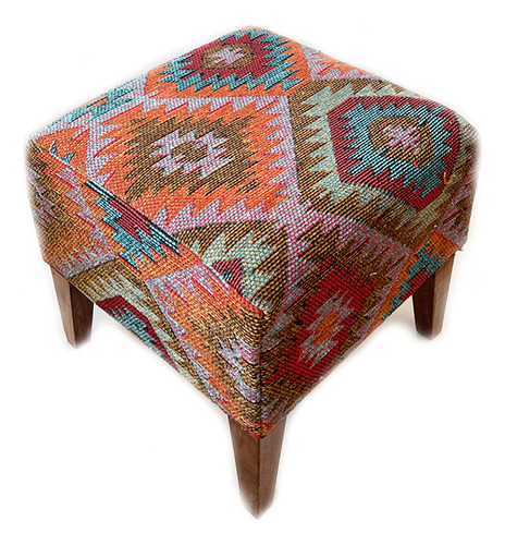 Silla Puff Turco En Kilim - Dodurga Café Con Morado