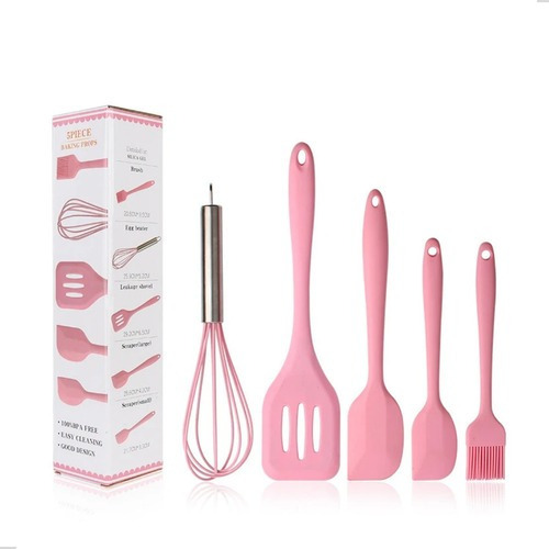 Kit 5 Utensílios Cozinha Resistente Silicone Tamanho Grande 