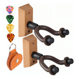 Colgador Pared Guitarra Bajo Y Ukelele Madera Metal Pack 2 U