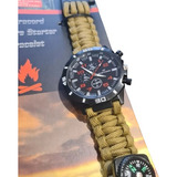 Paracord Reloj Pulsera Multifunción Pedernal Brújula Silbato