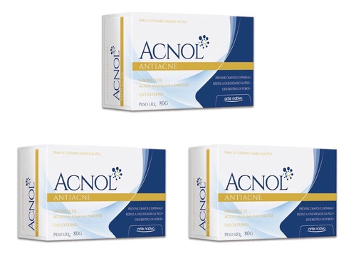 Kit 3 Sabonete Antiacne Acnol Com Enxofre E Ácido Salicílico