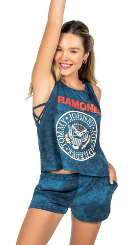 Pijama Musculosa Short Verano Ramones Bianca Secreta 22000
