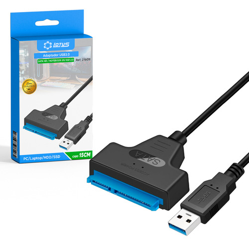 Cabo Adaptador Sata/usb 3.0 Para Hds De Notebooks E Ssds Cor Preto