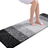 Alfombra Baño Olany De Microfibra Shaggy 150x51 - Negro