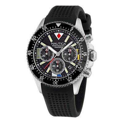 Reloj Nautica Napwps301 Cab Correa Plateado Bisel Plateado Fondo Negro | Meses sin interés