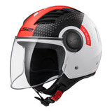 Casco Moto Abierto Ls2 562 Airflow Condor Blanco Negro Rojo